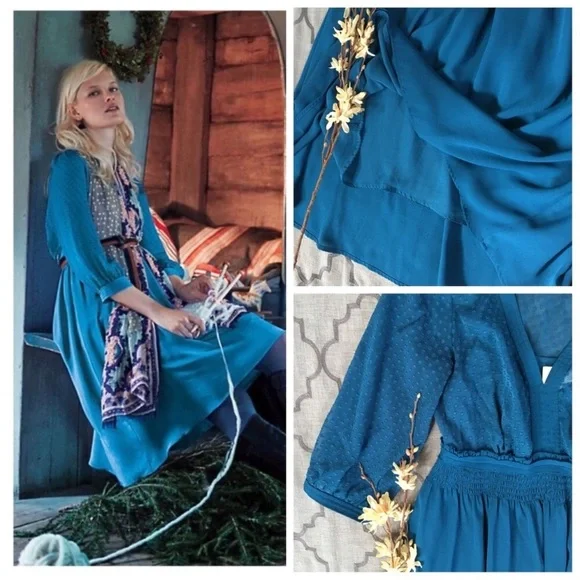 Anthropologie | Dresses | Crazy Sweet Rich Blue Celeste Hd In Paris Dress |  Poshmark